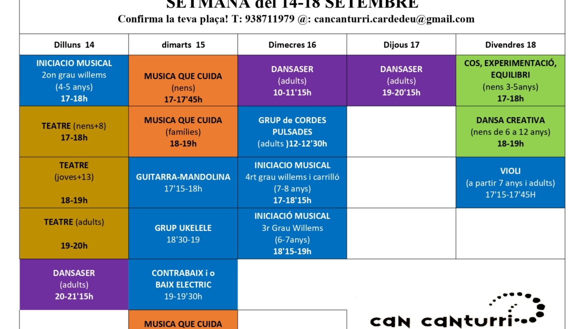 classes gratuïtes del 14 al 18 de setembre