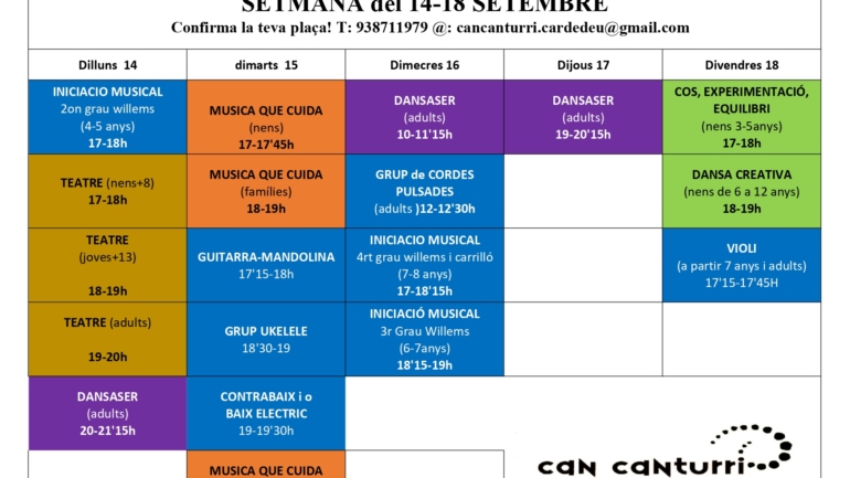 classes gratuïtes del 14 al 18 de setembre