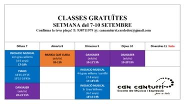 Classes gratuïtes del 7 al 10 setembre